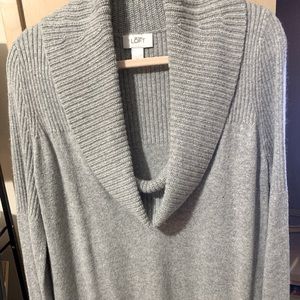 Ann Taylor Loft Cowl Neck L/S Gray Sweater- Sz XL